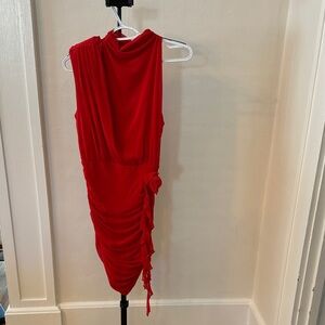 Amazon Red Ruched Mini Dress